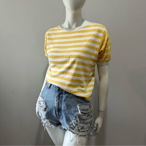 Vintage Yellow Striped Tee – Coastal Cowgirl French Girl Minimalist Summer Top